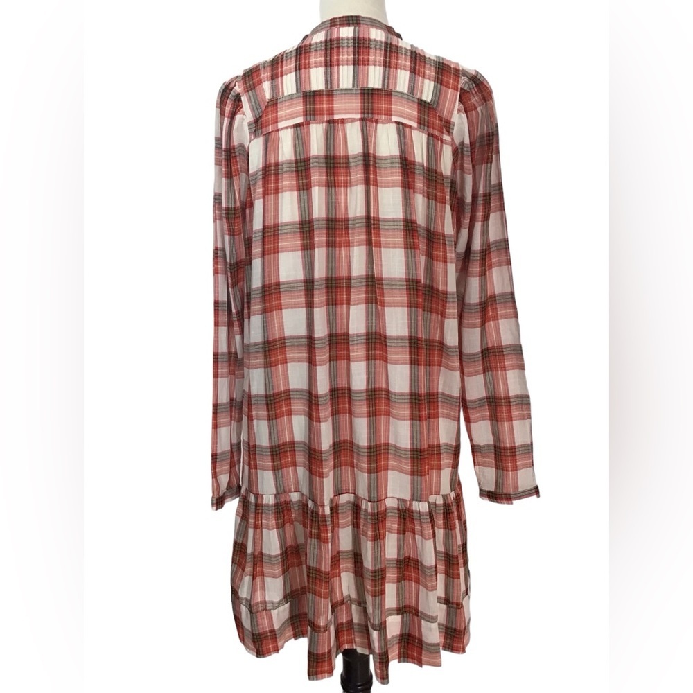 Sundays Jacques Long Sleeve Plaid Dress Pintuck Boho Dress NEW - Picture 13 of 15